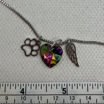 Rainbow Heart Pendant Pet Paw Angel Wing Spiritual #893