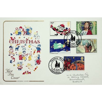 1981 Christmas, Children First Canterbury Postmark, Cotswold FDC