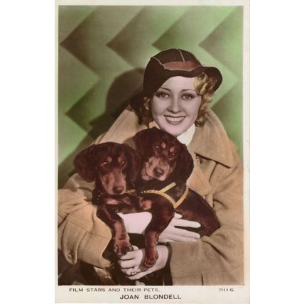 Joan Blondell Film Stars & Their Pets Real Photo Postcard