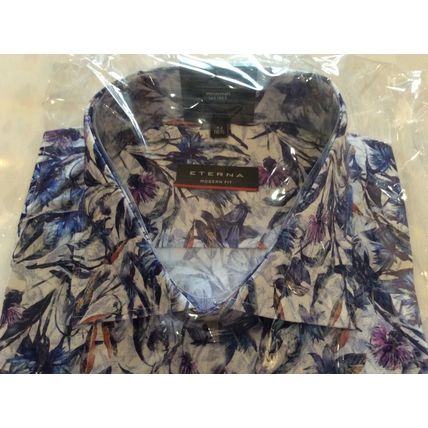 Eterna Mens Floral Easy Iron Modern Fit Shirt Size 38 15" RRP £59.99