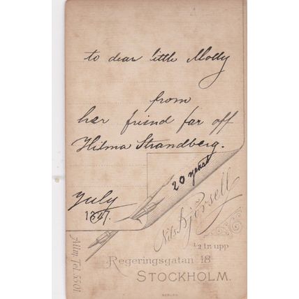 VICT. CDV PHOTO -HILMA STRANDBERG BY NILS BJORSELL, STOCKHOLM