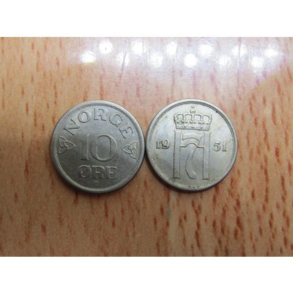Norway 1951 10 Ore Coin