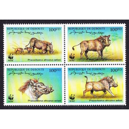 Djibouti WWF Eritrean Warthog 4v Block of 4 2000 MNH SG#1192-1195