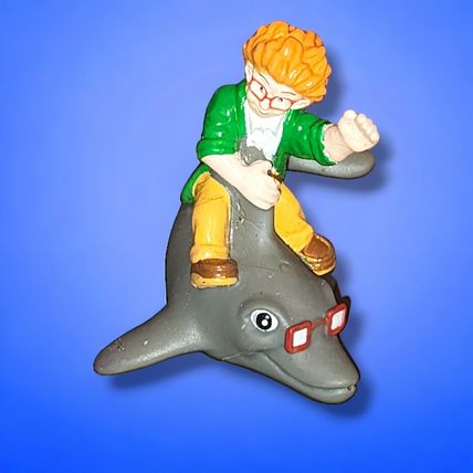 1990 Burger King Kids Club Water Mates Red Head Boy With Glasses Dolphin IQ BOY