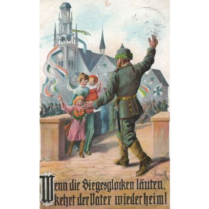 German Reunites With Family 1915 Sent By Ering Soldier WW1 Postcard