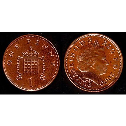 United Kingdom One Penny 2000 Portcullis Used Coin 1p QE II UK