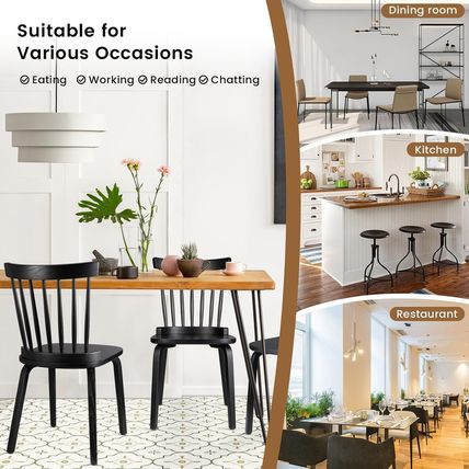 Unovivy Wood Dining Chairs Set of 6, Windsor Farmhouse Spindle Back, Widen Seat,