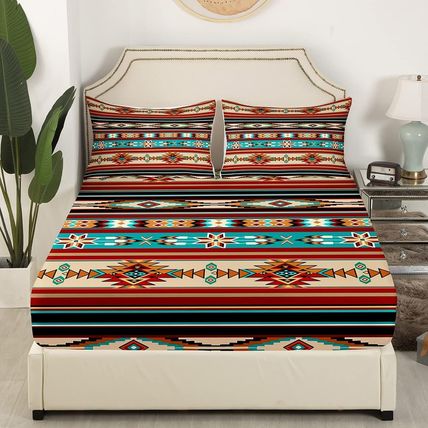 Western Bed Sheet Set Boho Aztec Bed Sheets Cowboy Cowgirl Southwestern Bedding