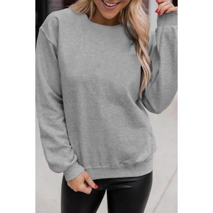 Gray Solid Classic Crewneck Pullover Sweatshirt