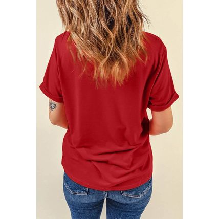 Red Sequined LOVE Letter Valentines T-shirt
