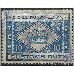 Canada c1900 10c Blue Customs Duty Fine Used ..