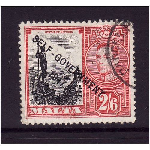 MALTA 1948 SG 246 2s 6d BLACK AND SCARLET FINE USED #1