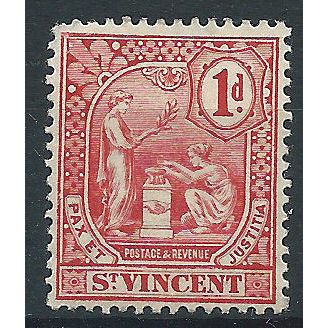 St Vincent 1907 SG95 1d Carmine Mounted Mint..