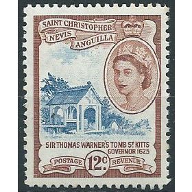 St Kitts-Nevis 1954 SG113 12c Deep Blue & Red-Brown Mounted Mint . ..