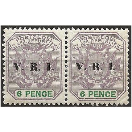 Transvaal 1900 SG232 6d Lilac & Green PAIR Unmounted Mint . .. .