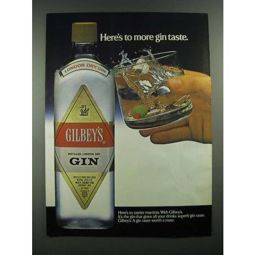 1983 Gilbey's Gin Ad - Here's to more Gin Taste