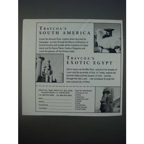1989 Travcoa Tours Ad - Travcoa's South America