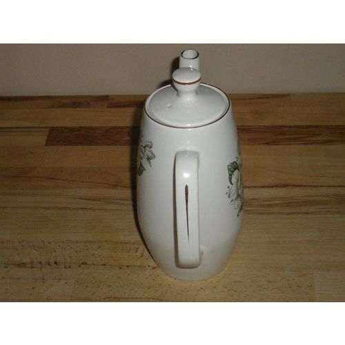Sylvac Ware Small Floral Coffee Pot - White Rose Design
