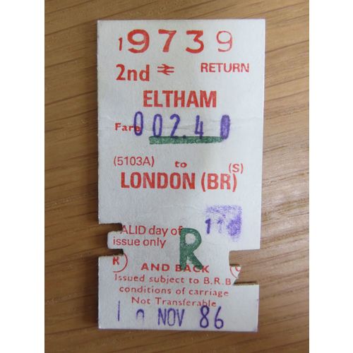 BR Eltham - London (BR) Rtn Ticket 1986