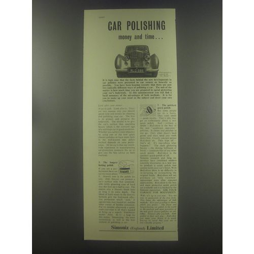 1954 Simoniz Polish Ad - Car Polishing money and time