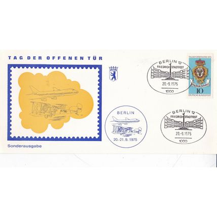Berlin 1975 Tag der Offenen Tur Postcard FDC Berlin special cancel Unused VGC