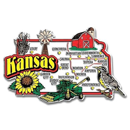 Kansas Jumbo State Map Fridge Magnet