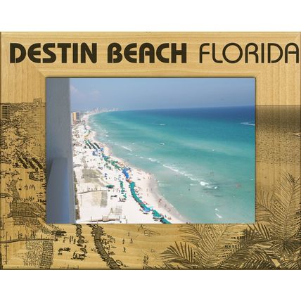 Destin Beach Florida Laser Engraved Wood Picture Frame (3 x 5)
