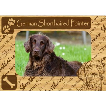 German Shorthaired Pointer w Paws Engraved Wood Picture Frame Magnet