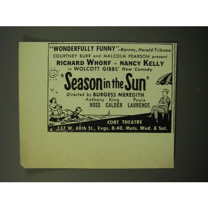 1950 Season in the Sun Play Advertisement - Wonderfully Funny