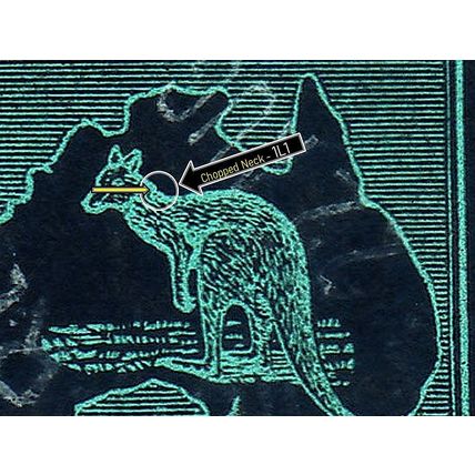 Australia 1935 2/ Maroon Kangaroo CofA ACSC40(1)d - "CHOPPED NECK" 1L1 FU