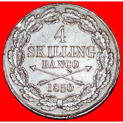NORWAY (1849-1855): SWEDEN★4 SKILLING BANCO 1850 UNCOMMON★LOW START★NO RESERVE!
