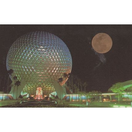Spaceship Earth Epcot Center at Night Walt Disney Postcard