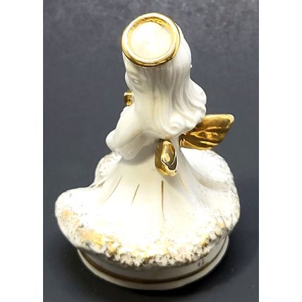 Vintage 3 3/4" Ceramic Figurine Angel Cherub Holding Cross Japan (J11)