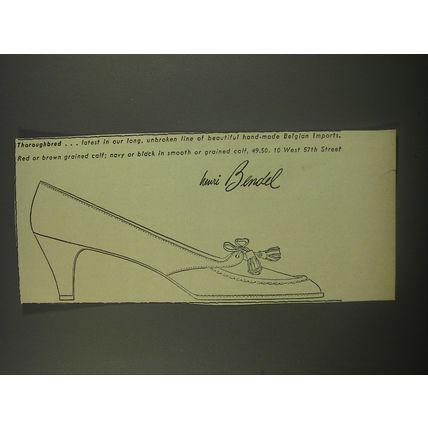 1956 Henri Bendel Shoes Ad - Thoroughbred