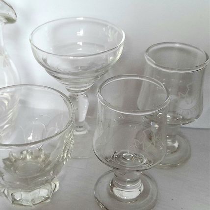 MINI GLASS SET - WATER JUG and FOUR GLASSES - 10 + 8 + 7.5 + 6 cm tall - GOOD