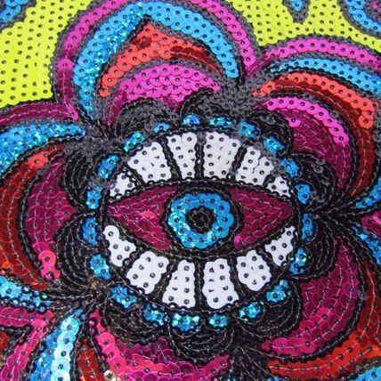 Iron On Patch Hamsa Hand Evil Eye Sew 21cm x 27cm Sequins Badge Fatima P411