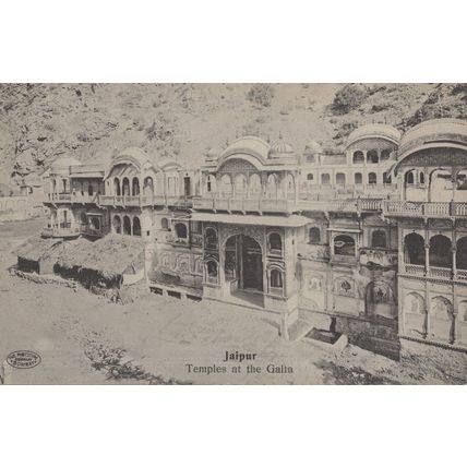 Jaipur Temples At The Galta Antique Rare India Postcard