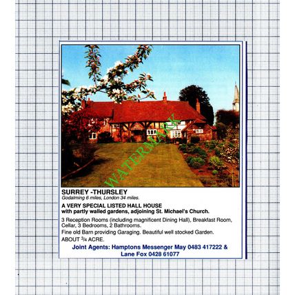 Thursley Surrey House Advert - 1991 Cutting