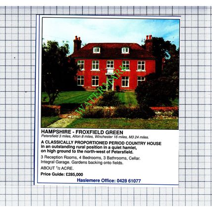 Froxfield Green Hampshire Sale Advert - 1991 Cutting