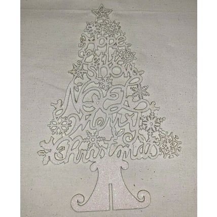 Large 3D Wooden White Glittery Christmas Tree With Greeting For Desk Use