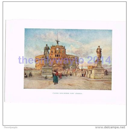 Castel and Ponte Sant Angelo, Rome, Italy, Book Illustration (Print), 1925