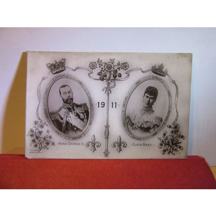 KING GEORGE V and QUEEN MARY Coronation 1911 antique postcard RP by A H Judd =