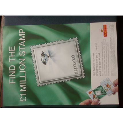 ROYAL MAIL A4 POST OFFICE POSTER CHRISTMAS 2001 FIND £1MILLION STAMP PROMOTION