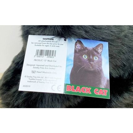 BLACK CAT 12" HAND MADE TOY PERSONALISED, GIFT WRAPPED OR AS IS