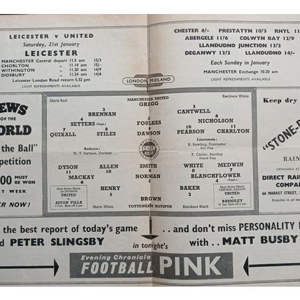 1960/61 Manchester United v Tottenham 14/1/61 Football Programme
