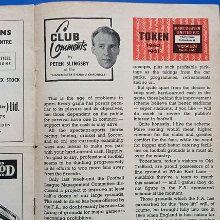 1960/61 Manchester United v Tottenham 14/1/61 Football Programme