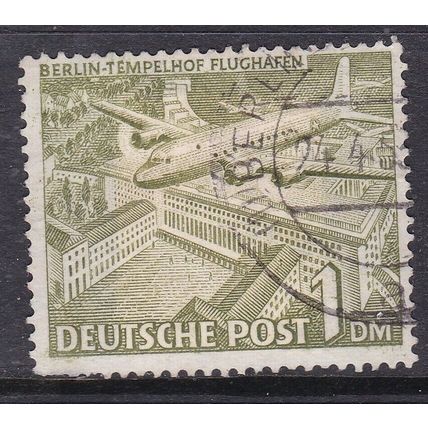 Berlin 1949 Douglas C54 over Tempelhof Airport 1DM Fine Used SG B50 VGC