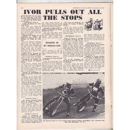 Speedway Star & News. November 26, 1965. EDINBURGH MONARCHS track review.