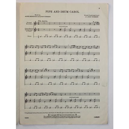 Two Folk Carols "Pipe and Drum Carol" "The Children's Lullaby" Mendoza & Rimmer