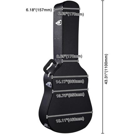 AW Acoustic Guitar Case Hard Dreadnought 41 Inch Wooden Hardshell Carrying Case